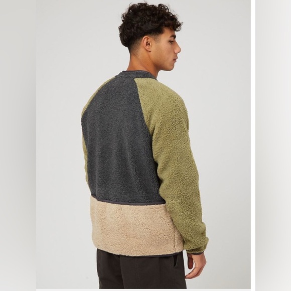 FOLK Puzzle Zip Fleece Jacket - Mineral Green Mix Size 3 Medium - Picture 3 of 15